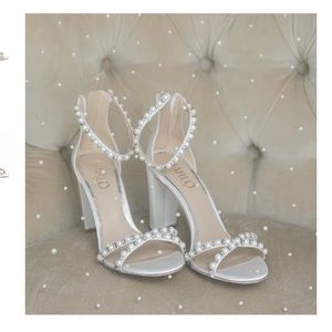Harlo white bridal heels